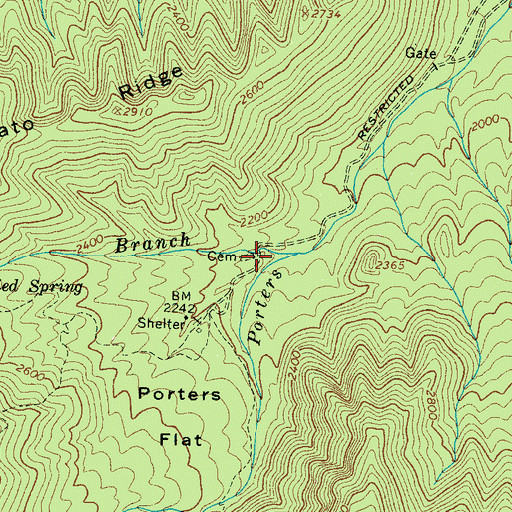 Topographic Map of Ownby - Longbranch Cemetery, TN