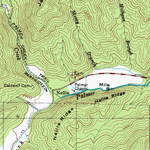 Topographic Map of Palmer Chapel Cemetery, NC