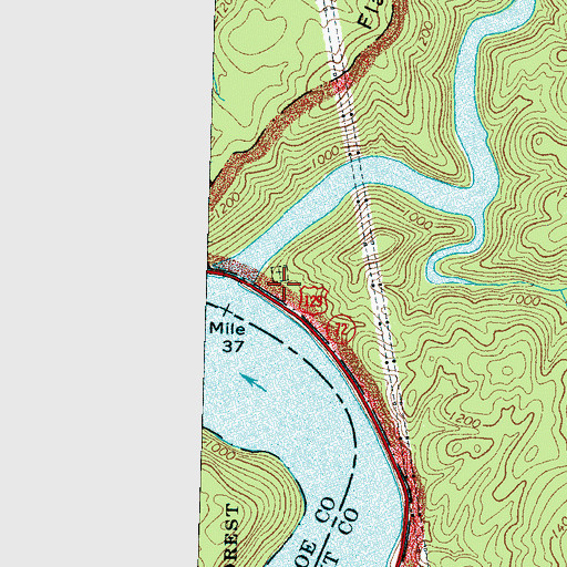 Topographic Map of Parsons - Ghormley Cemetery, TN