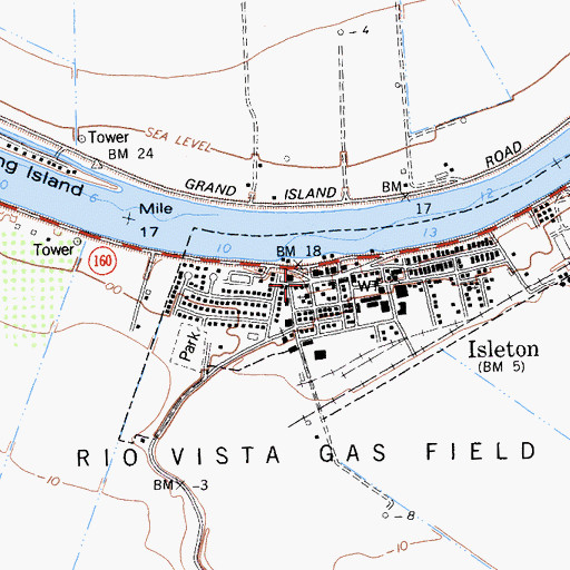 Topographic Map of Isleton, CA