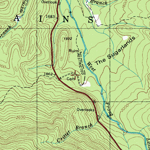 Topographic Map of Vance Newman Cemetery, TN