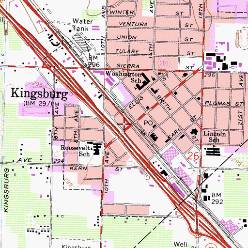 Topographic Map of Kingsburg, CA