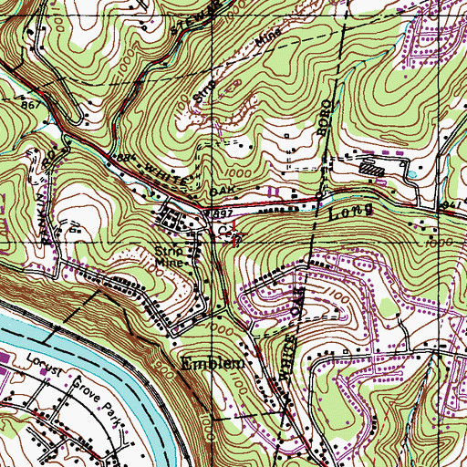 Topographic Map of Saint Peter and Paul Slovak National Catholic Cemetery, PA