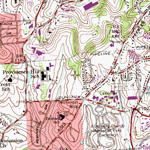 Topographic Map of Sisters of Divine Providence Cemetery, PA