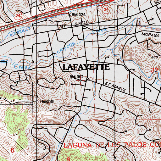 Topographic Map of Lafayette, CA