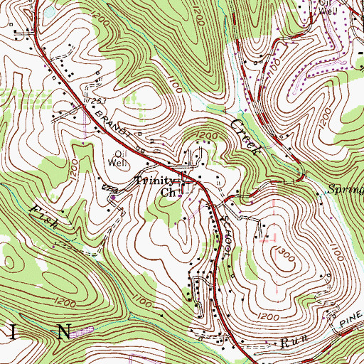 Topographic Map of Trinity Lutheran Cemetery, PA