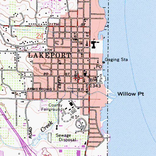 Topographic Map of Lakeport, CA