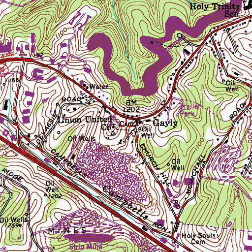 Topographic Map of Union Presbyterian Church Cemetery, PA