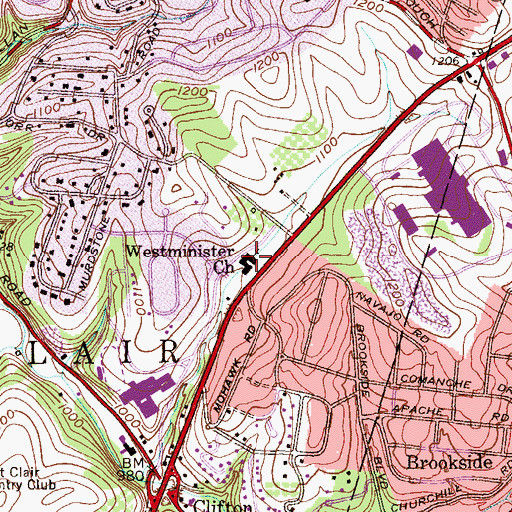 Topographic Map of Westminster Presbyterian Church Columbarium, PA