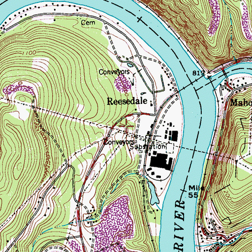 Topographic Map of Toy Cemetery, PA