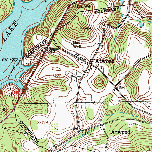Topographic Map of Atwood Cemetery, PA