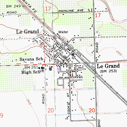 Topographic Map of Le Grand, CA