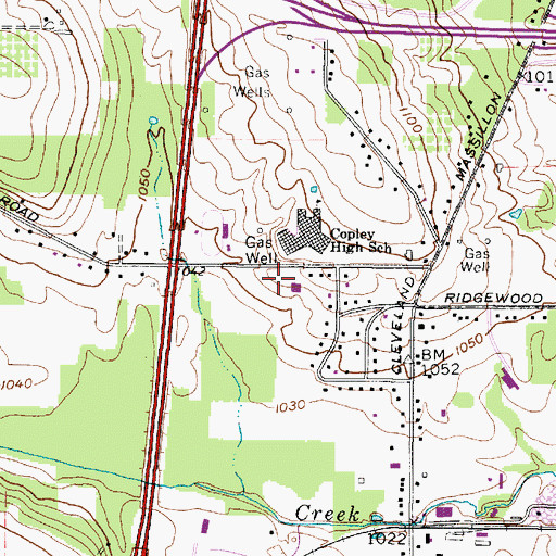 Topographic Map of Copley Post Office, OH