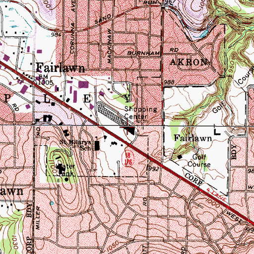 Topographic Map of Fairlawn Post Office, OH