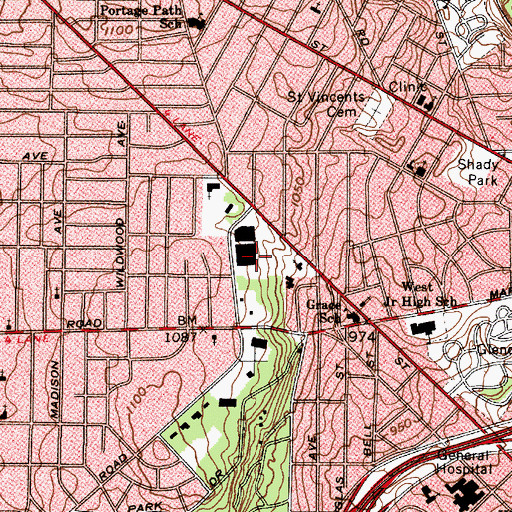 Topographic Map of Five Points Post Office, OH