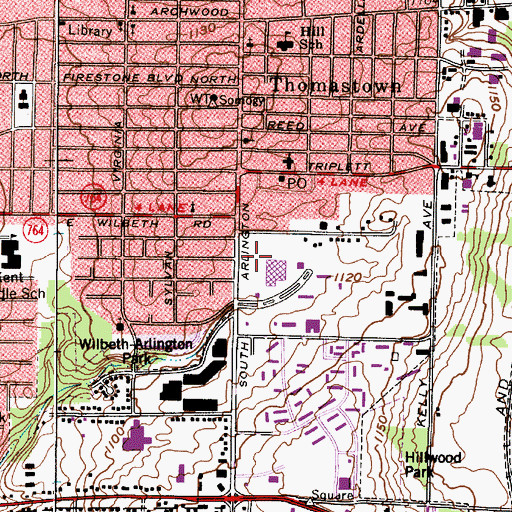 Topographic Map of South Arlington Post Office, OH
