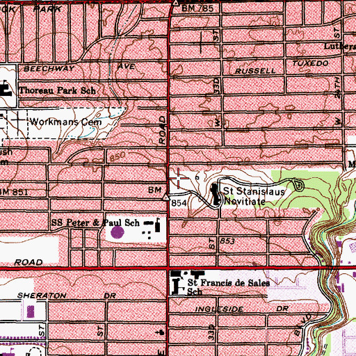 Topographic Map of Briggs Post Office, OH