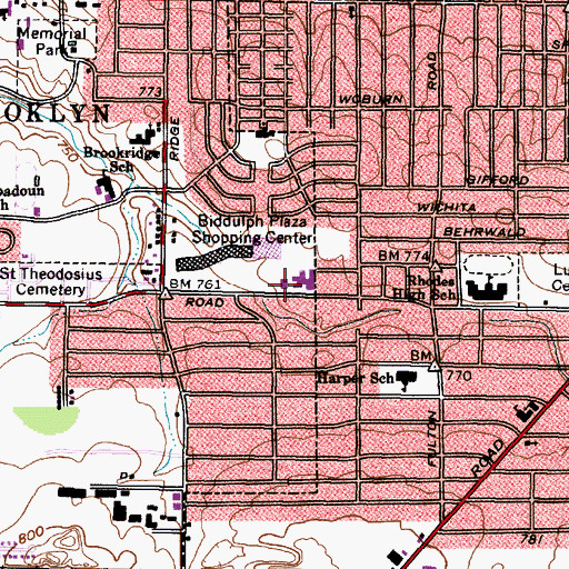 Topographic Map of Brooklyn Post Office, OH
