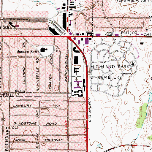 Topographic Map of Shaker Finance Post Office, OH