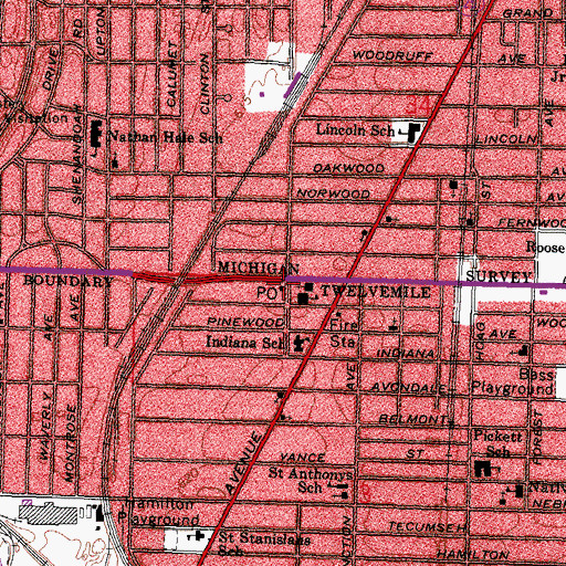 Topographic Map of Midtown Post Office, OH
