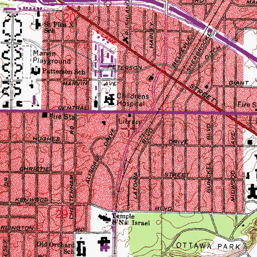 Topographic Map of Kenwood Post Office, OH