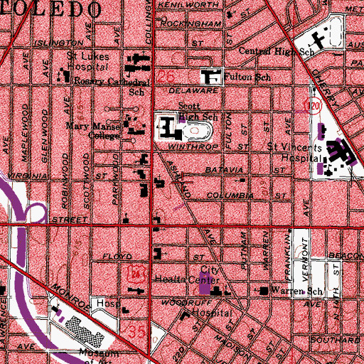 Topographic Map of Old West End Post Office, OH