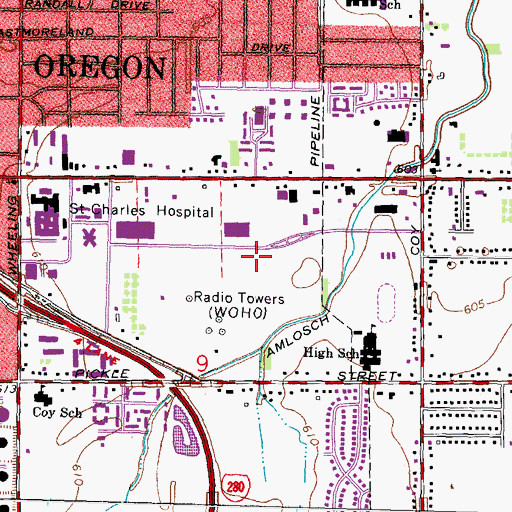 Topographic Map of Oregon Post Office, OH
