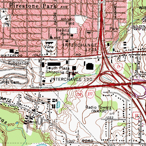 Topographic Map of Firestone Park Post Office, OH