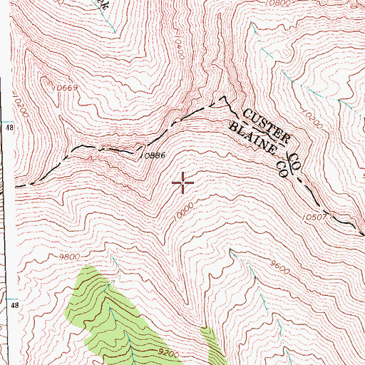 Topographic Map of Hemingway-Boulders Wilderness, ID