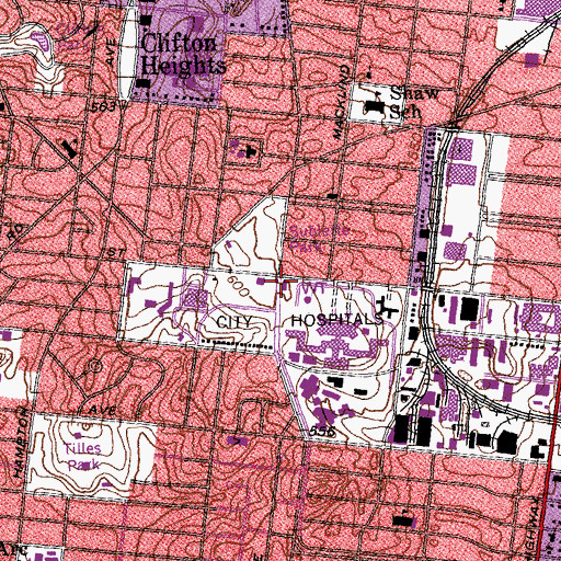 Topographic Map of Saint Louis Fire Department - Engine House 35, MO