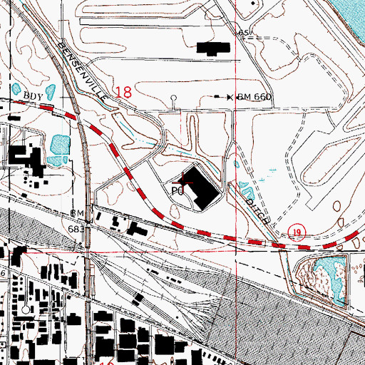 Topographic Map of AMC O'Hare Post Office, IL