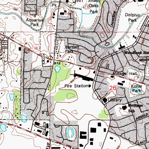 Topographic Map of Streamwood Post Office, IL