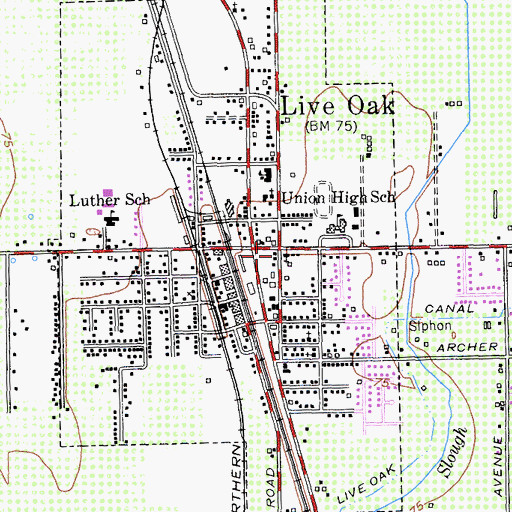 Topographic Map of Live Oak, CA