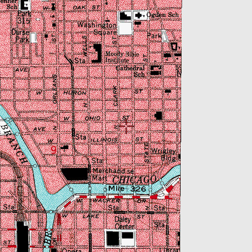 Topographic Map of Fort Dearborn Post Office, IL
