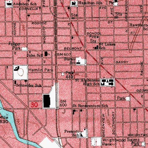 Topographic Map of Graceland Post Office, IL