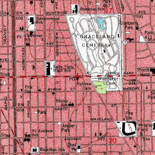 Topographic Map of Lakeview Post Office, IL