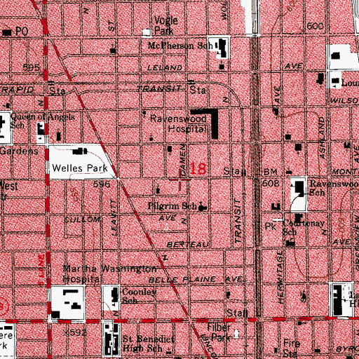 Topographic Map of Finance Station T Post Office, IL