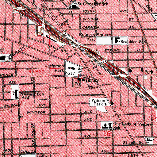 Topographic Map of Jefferson Park Post Office, IL