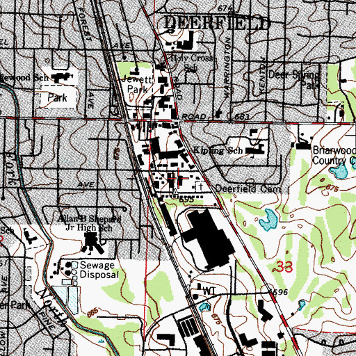 Topographic Map of Deerfield Post Office, IL