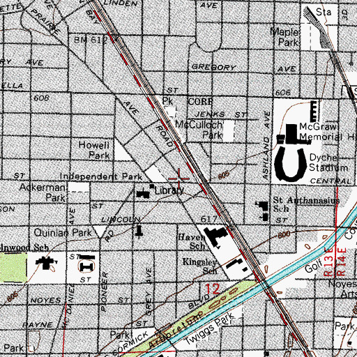 Topographic Map of Evanston North Post Office, IL