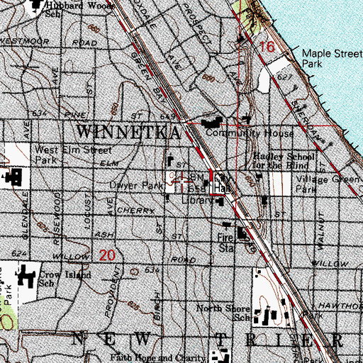Topographic Map of Winnetka Post Office, IL