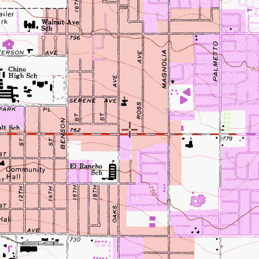 Topographic Map of Chino Valley Fire District Station 67, CA