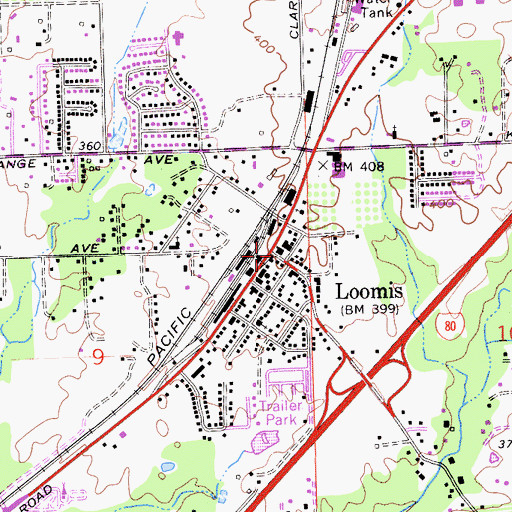 Topographic Map of Loomis, CA