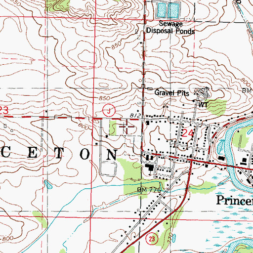 Topographic Map of Princeton Cemetery, WI