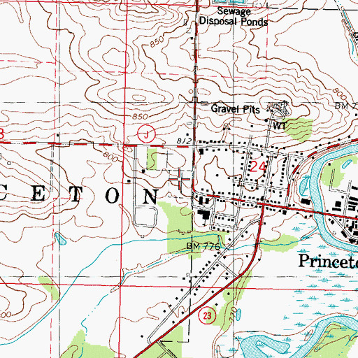 Topographic Map of Saint Johns Catholic Cemetery, WI