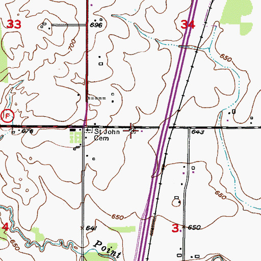 Topographic Map of Saint John's Ebenezer Reformed Cemetery - East, WI