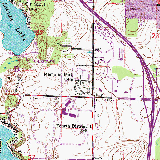 Topographic Map of Washington County Memorial Park, WI
