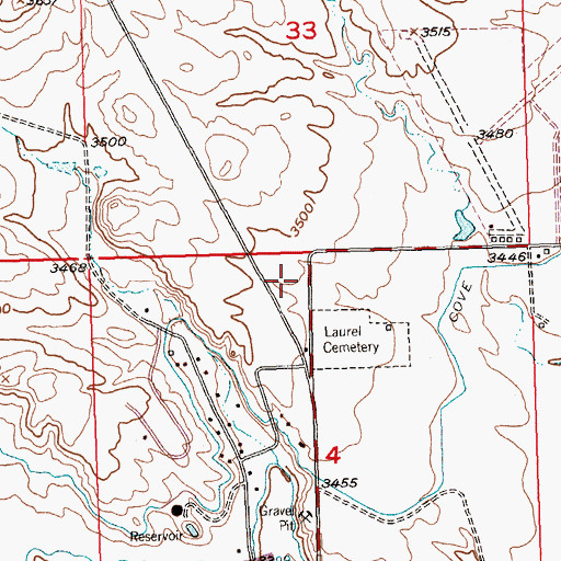 Topographic Map of Yellowstone National Cemetery, MT