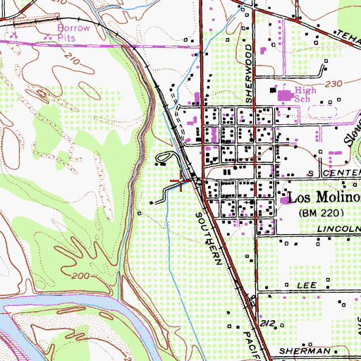 Topographic Map of Los Molinos, CA