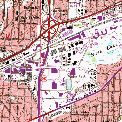 Topographic Map of Elmwood Post Office, MN